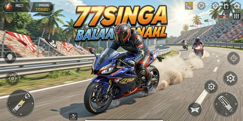 Gameplay mendebarkan balapan motor di 77SINGA.