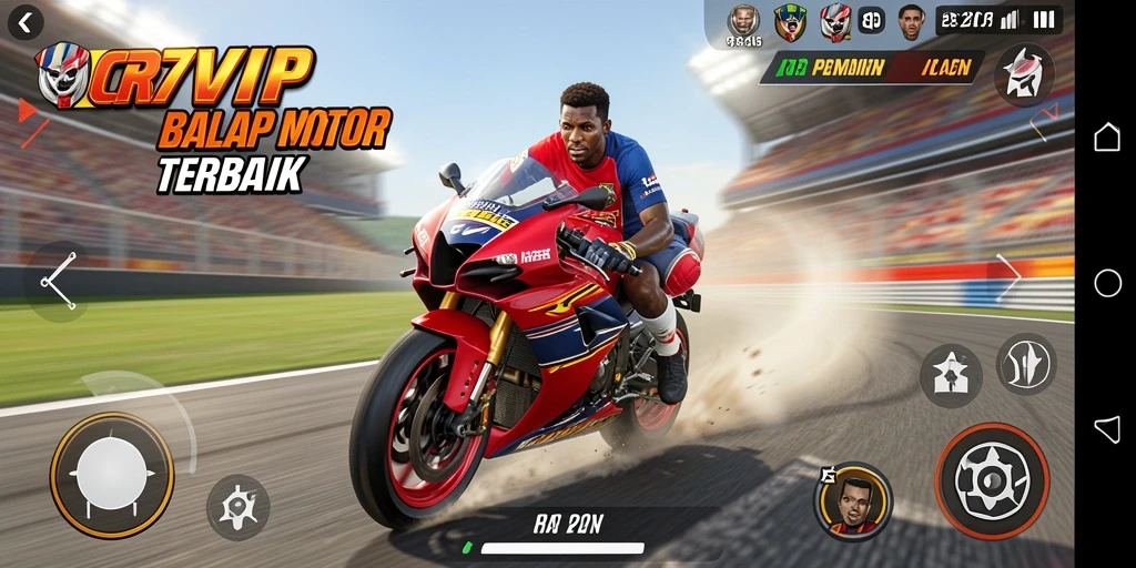 Tampilan gameplay seru dari balapan motor cepat di CR7VIP.