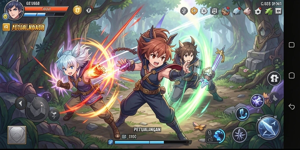 Tangkapan layar utama G668 menampilkan aksi pertarungan karakter Anime yang seru.