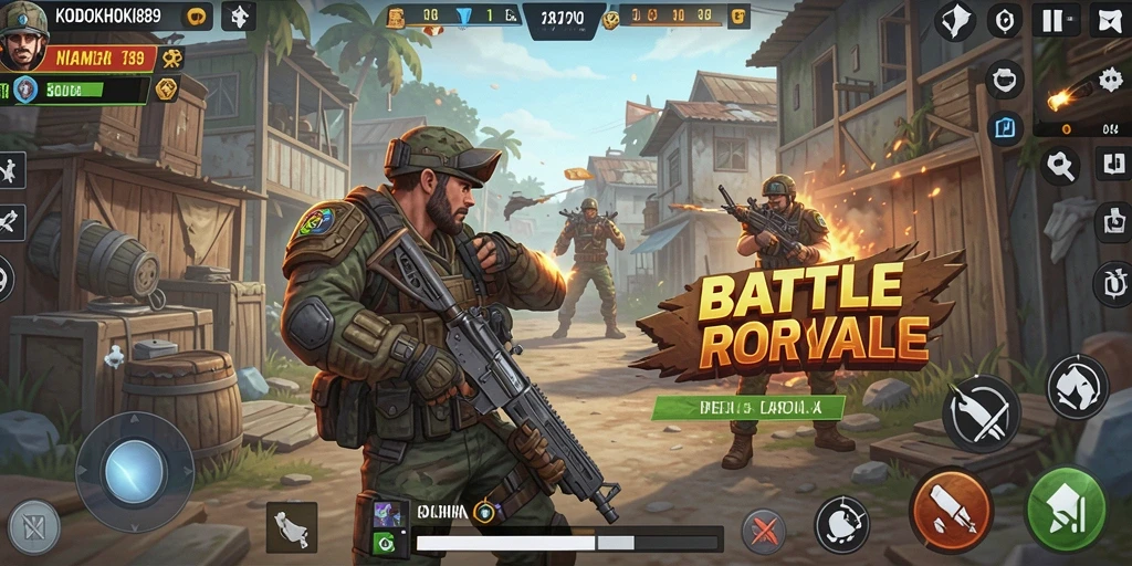 Tampilan seru dari gameplay KODOKHOKI889 di arena Battle Royale.
