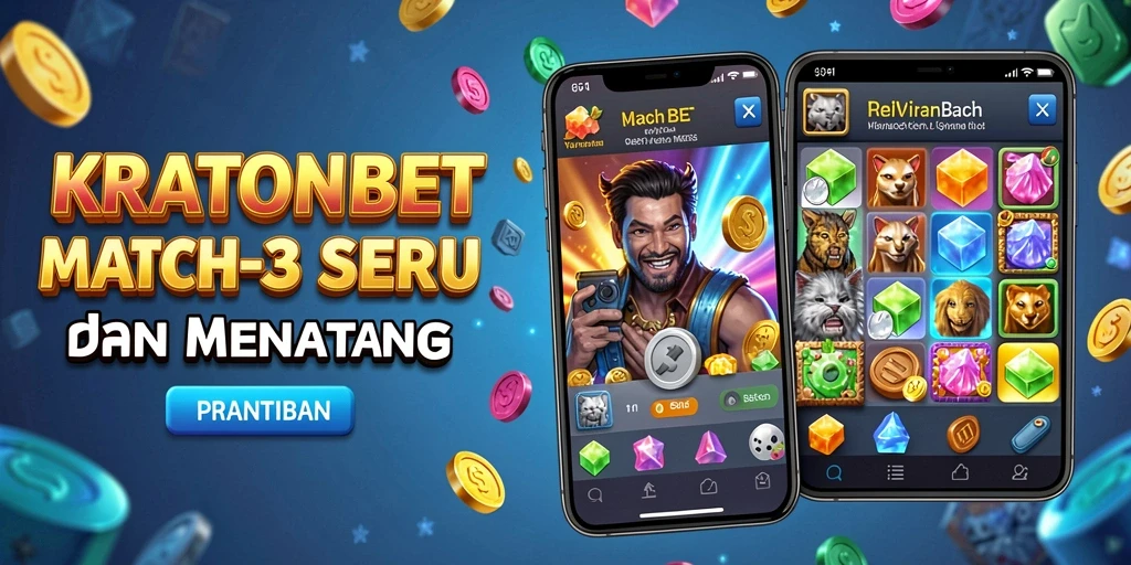 Screenshot menunjukkan momen intens di permainan Match-3 KRATONBET.
